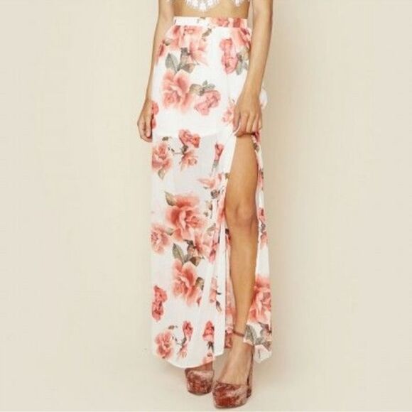 Show Me Your MuMu Rose Print Sullens Maxi Skirt XS - Picture 1 of 5